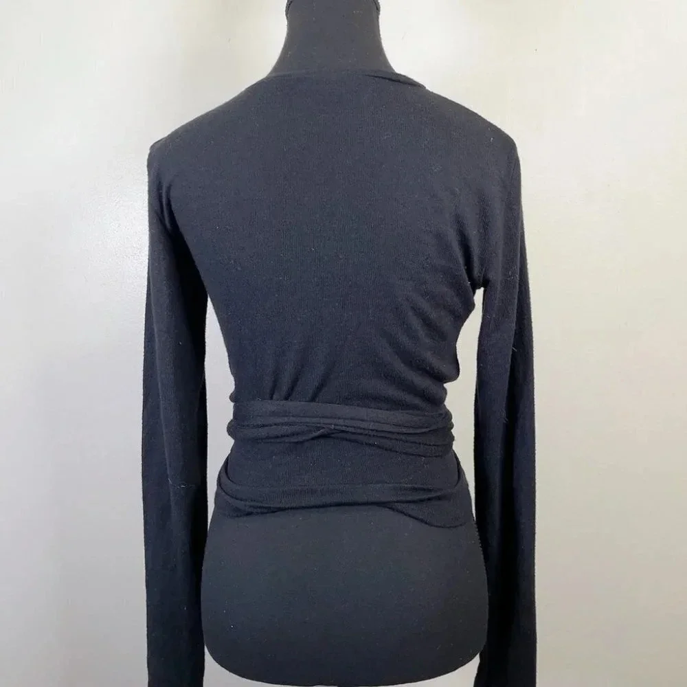 Zara Soft Ribbed Tie Waist Crew Neck Sweater